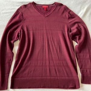 Alfani Slim Fit L Burgundy V-Neck Sweater
